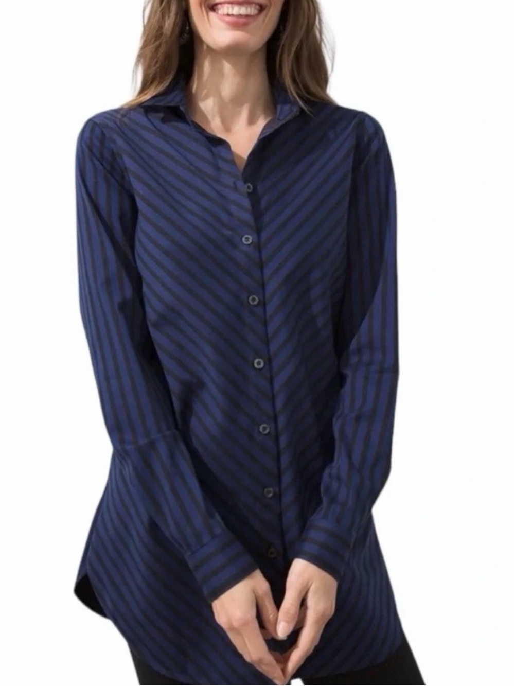 Chico’s No Iron Striped Button Up Shirt
